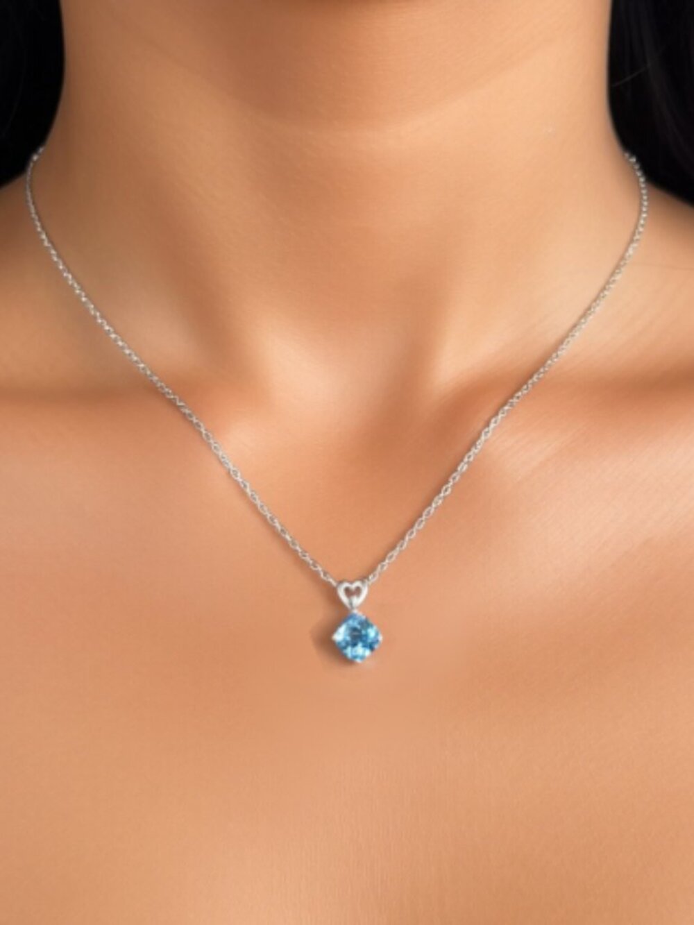 Blue Topaz and Diamond Necklace